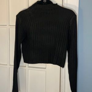 Zaful Black Cropped Rib Sweater sz M US 6